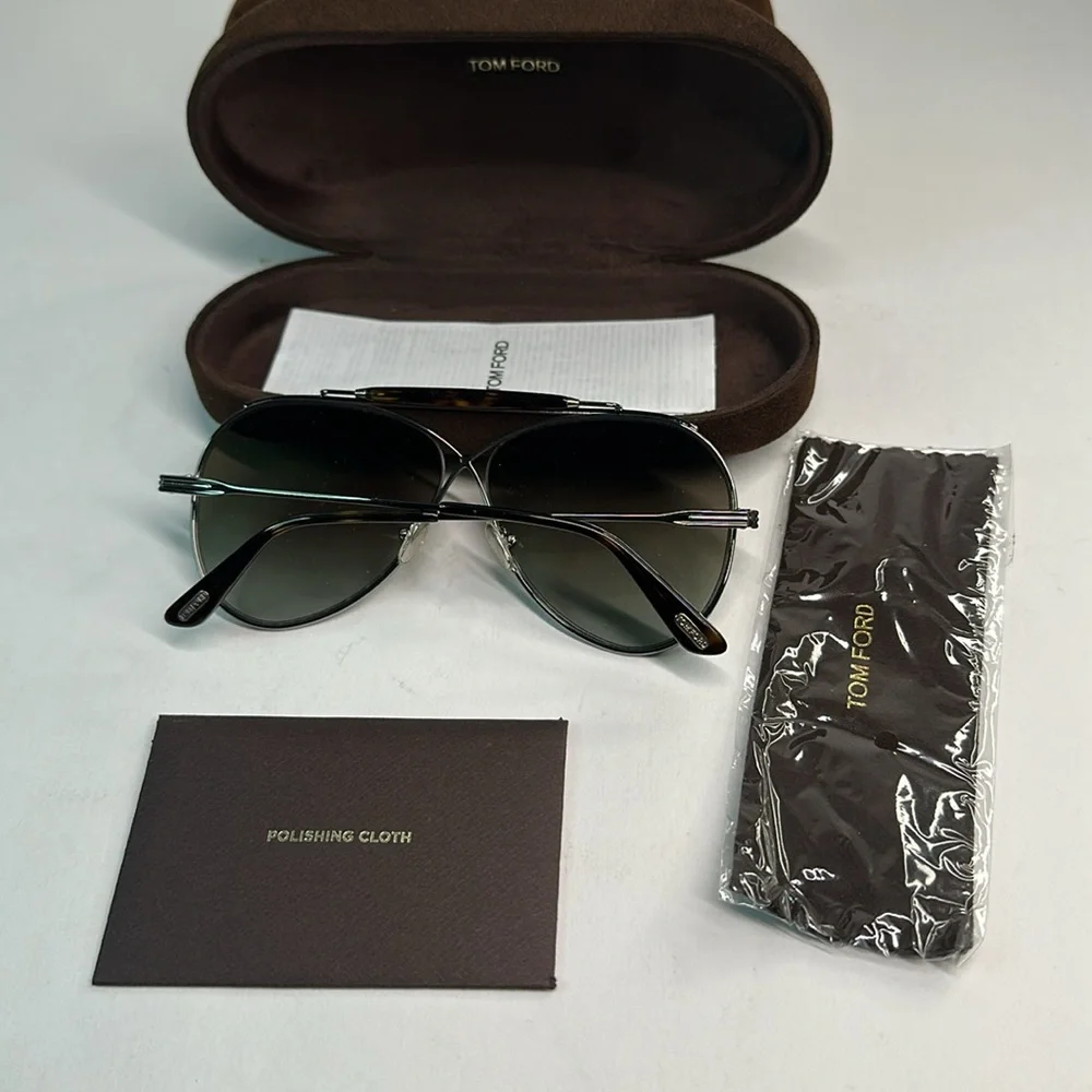 💯- New Authentic TOM FORD FT0818 pilot-frame metal sunglasses